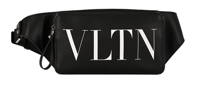 VLTN Rockstud Belt Bag, &pound;275, Handbags, Black, Leather, Front view